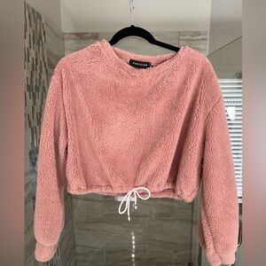 Parisian Cropped fuzzy pink sweater (made in Italy) size M